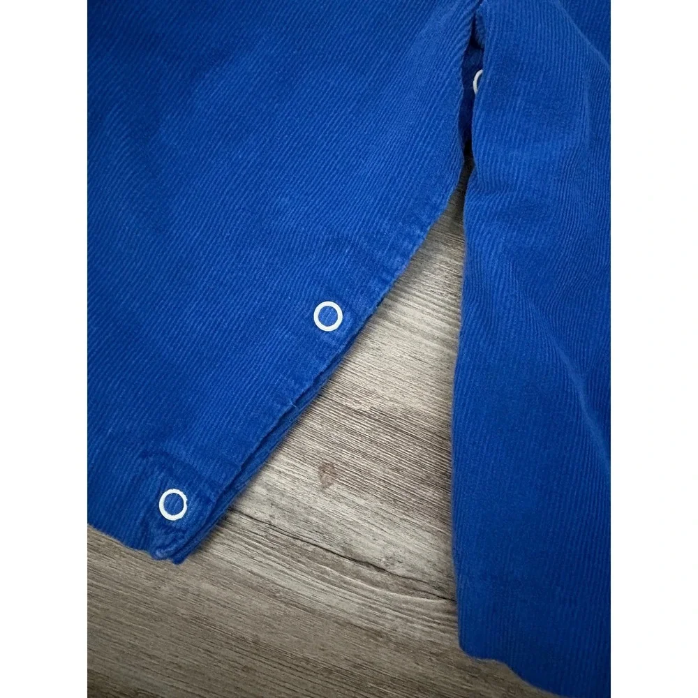 Kids Blue Corduroy Teddy Bear Football Overalls‎ Size 12 Months